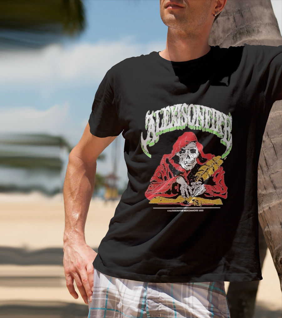 Alexisonfire Skelwrite Grim Reaper Scribe With Quill T-Shirt