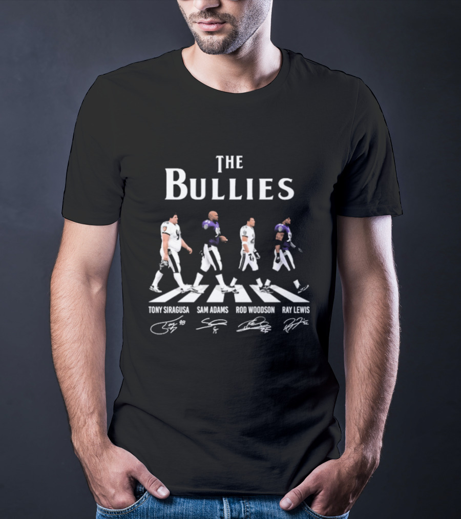 Baltimore Ravens The Bullies Ray Lewis Lamar Jackson Abbey Road Signatures T-Shirt