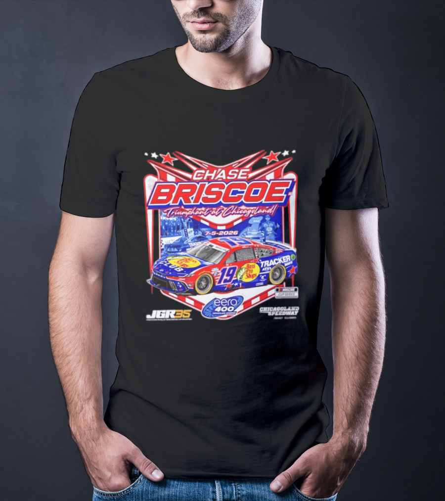 Chase Briscoe Triumph At Chicagoland July 5 2026 Eero 400 Cup Series Race Winner Bass Pro Shops 19 Tracker Boats Chicagoland Speedway T-Shirt