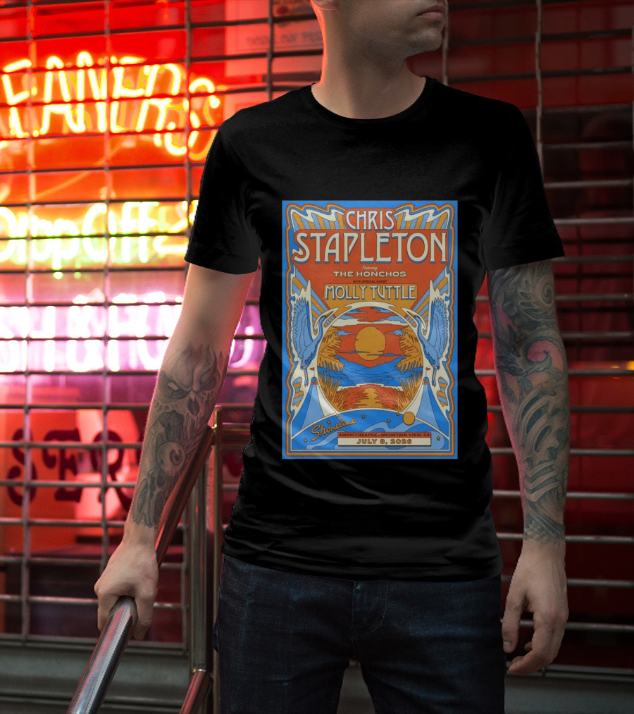 Chris Stapleton Featuring The Honchos Molly Tuttle Shoreline Amphitheatre Mountain View CA July 8 2026 T-Shirt