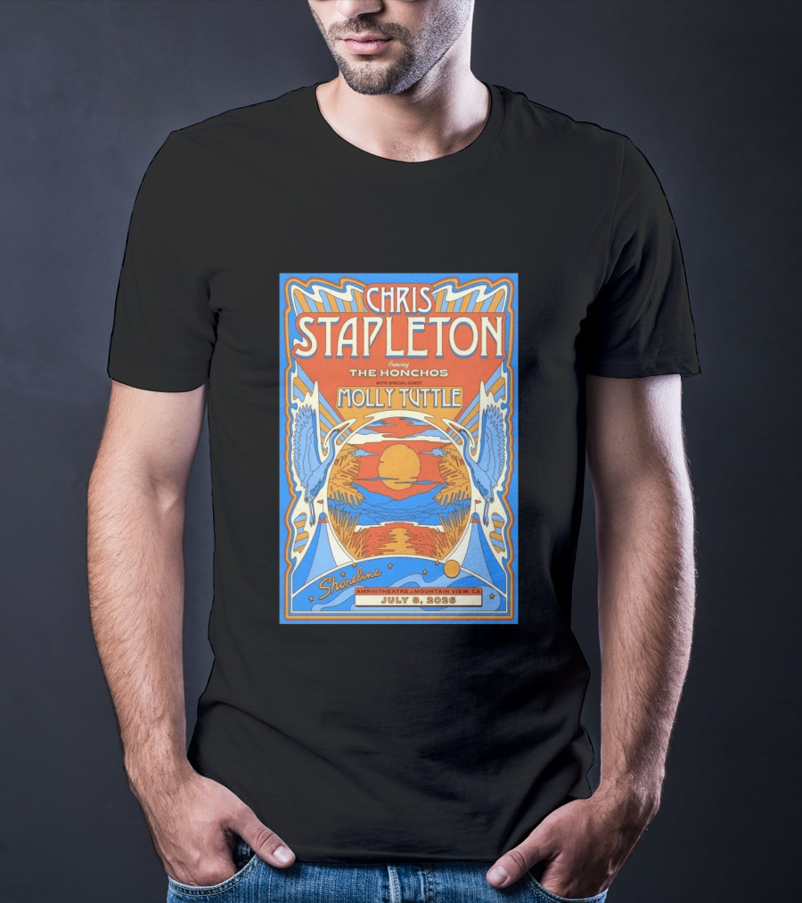 Chris Stapleton Featuring The Honchos Molly Tuttle Shoreline Amphitheatre Mountain View CA July 8 2026 T-Shirt