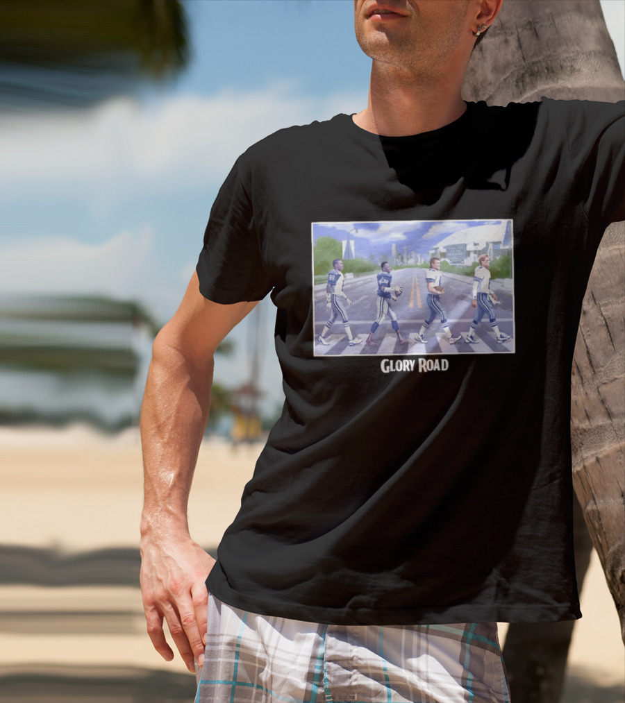Dallas Cowboys Iconic Players Walking Glory Road Stadium T-Shirt