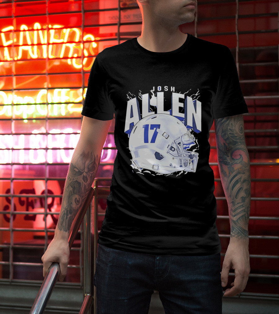 Josh Allen 17 Buffalo Bills Helmet T-Shirt