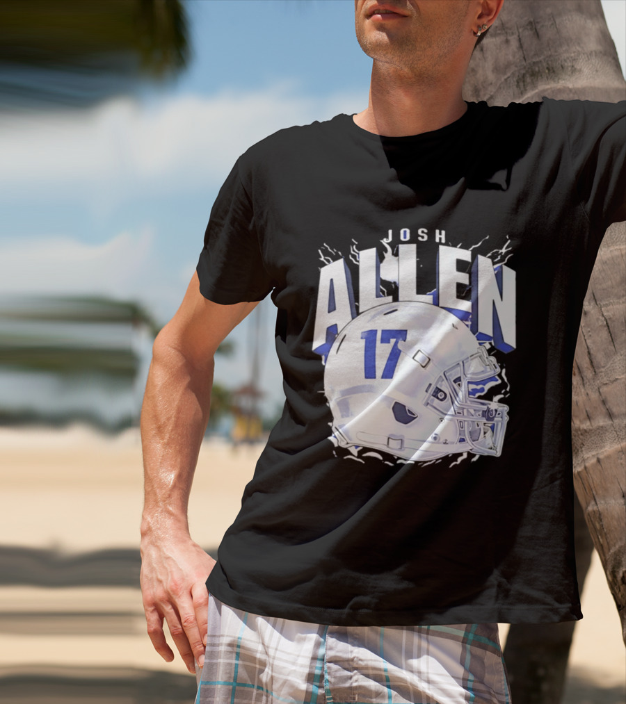Josh Allen 17 Buffalo Bills Helmet T-Shirt