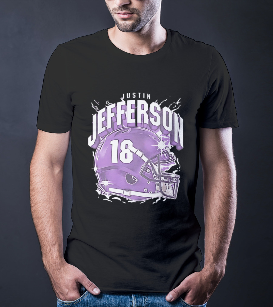 Justin Jefferson 18 Minnesota Vikings Helmet T-Shirt