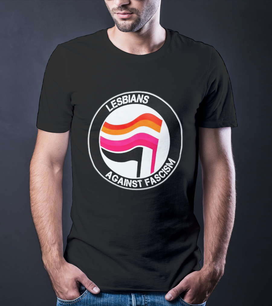 Lesbians Against Fascism Lesbian Flag Circle T-Shirt