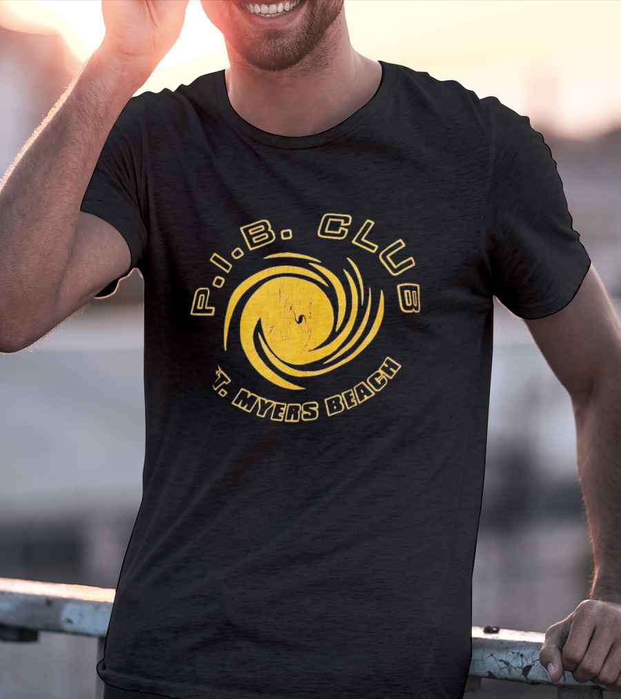 P.I.B. Club Ft Myers Beach Distressed Vintage Style Spiral T-Shirt