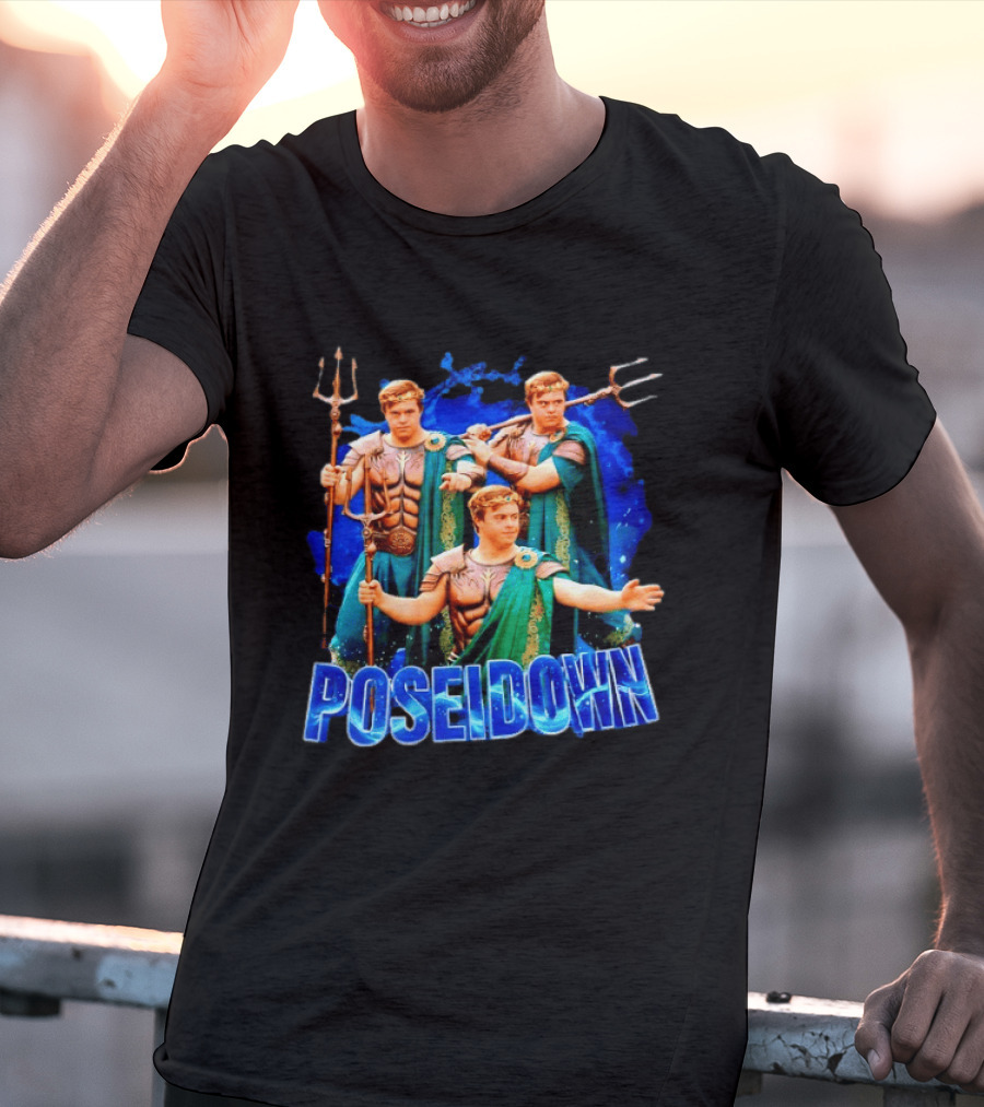 Poseidown Poseidon Down Syndrome Meme Greek God Trident T-Shirt