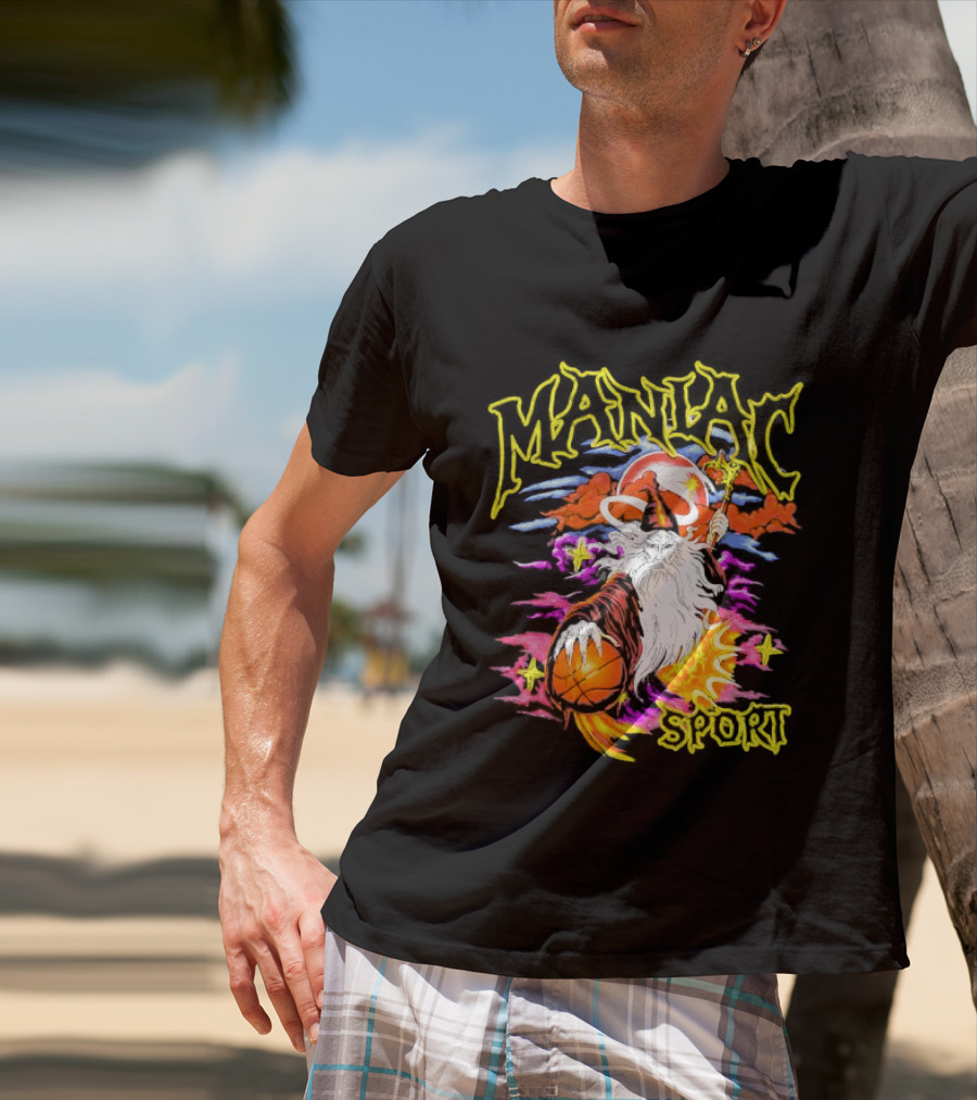 Maniac Sport Wizard Basketball Magic Santa Style Explosion T-Shirt