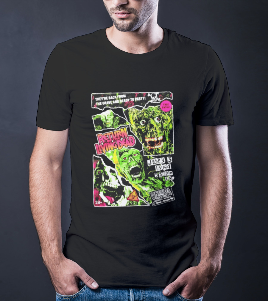 Return Of The Living Dead They're Back From The Grave Read To Party July 3 1984 Uneeda Medical Supply 18+ T-Shirt