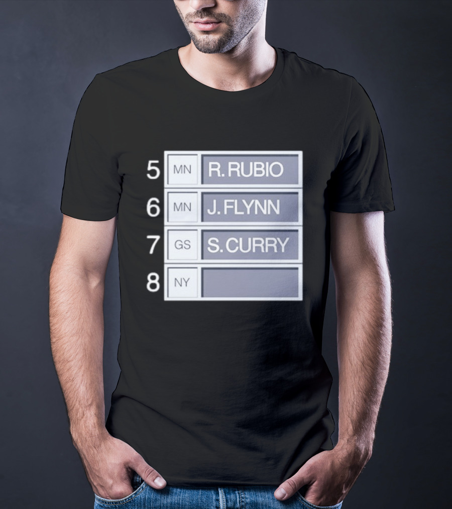5 R. Rubio 6 J. Flynn 7 S. Curry 2009 NBA Draft Picks List T-Shirt