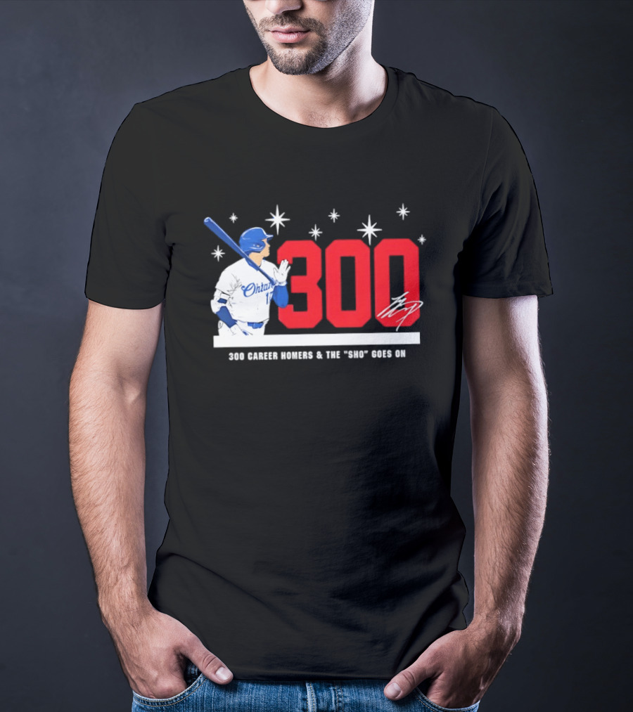 Shohei Ohtani 300 Homers The Sho Goes On Baseball T-Shirt
