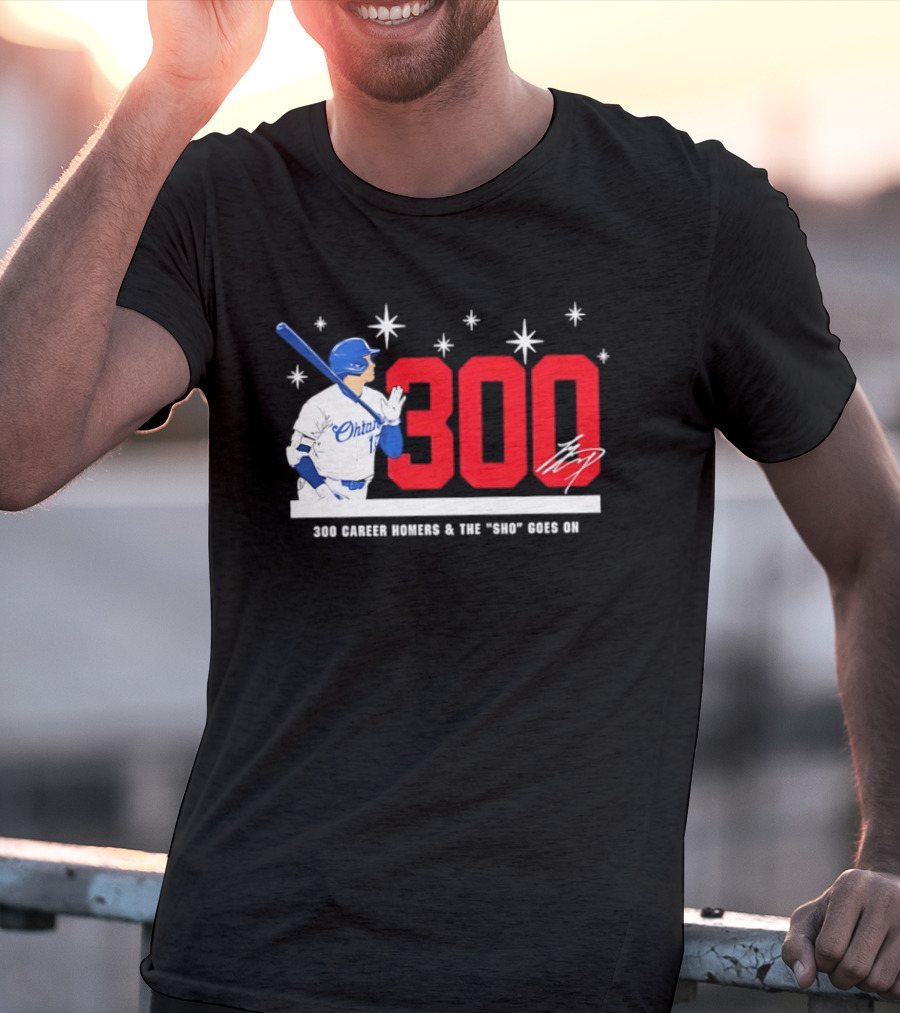 Shohei Ohtani 300 Homers The Sho Goes On Baseball T-Shirt