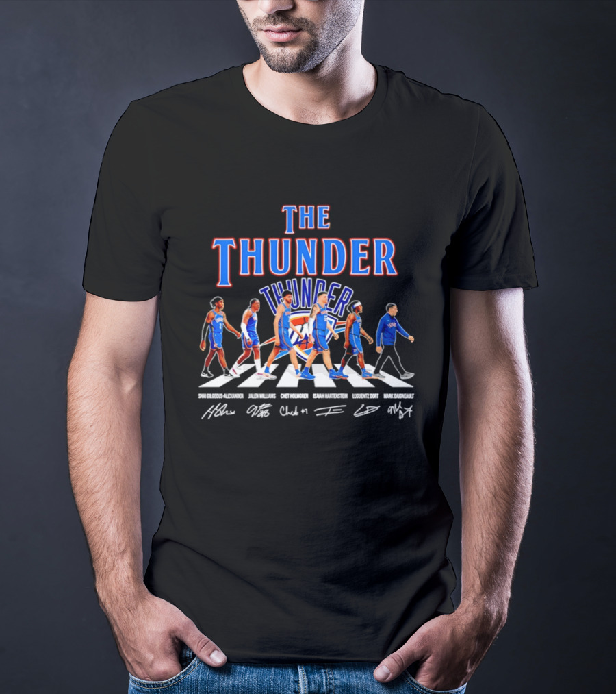The Thunder Oklahoma City Team Player Signatures Abbey Road T-Shirt