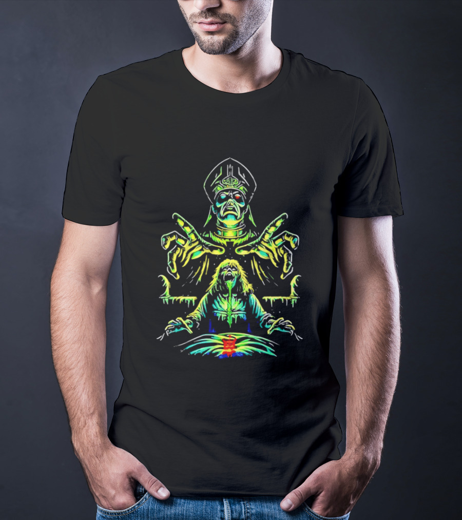 Papa Emeritus Exorcist Horror Green Neon Heavy Metal Ghost T-Shirt