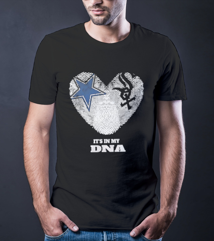Dallas Cowboys Chicago White Sox It's In My DNA Heart Fingerprint T-Shirt