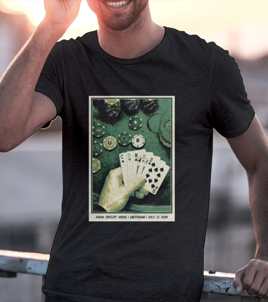 Luke Combs Poker Themed Johan Cruijff Arena Amsterdam July 11 2026 Tour T-Shirt