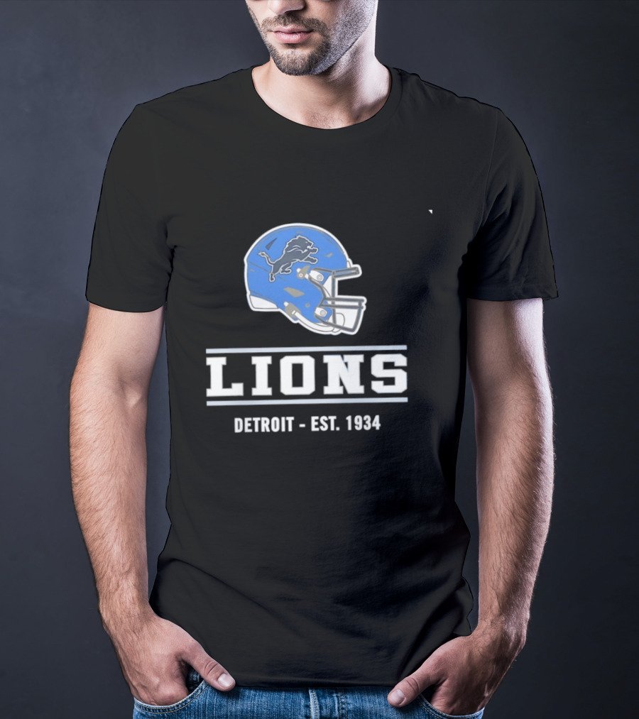 Detroit Lions Helmet Logo Est 1934 Football T-Shirt