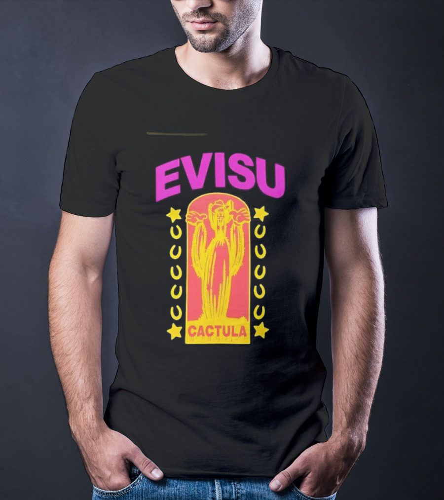 Evisu Cactula Cactus Star And Crescent Yellow Pink T-Shirt