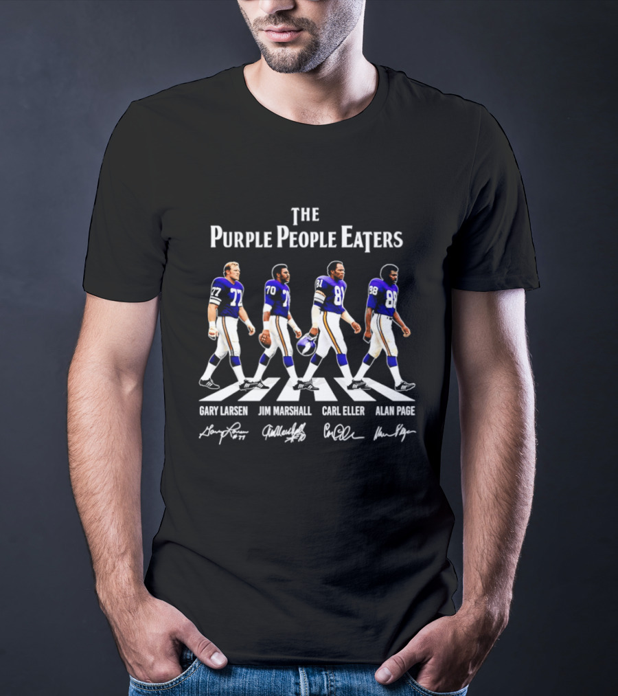 Minnesota Vikings The Purple People Eaters Gary Larsen Jim Marshall Carl Eller Alan Page Abbey Road T-Shirt
