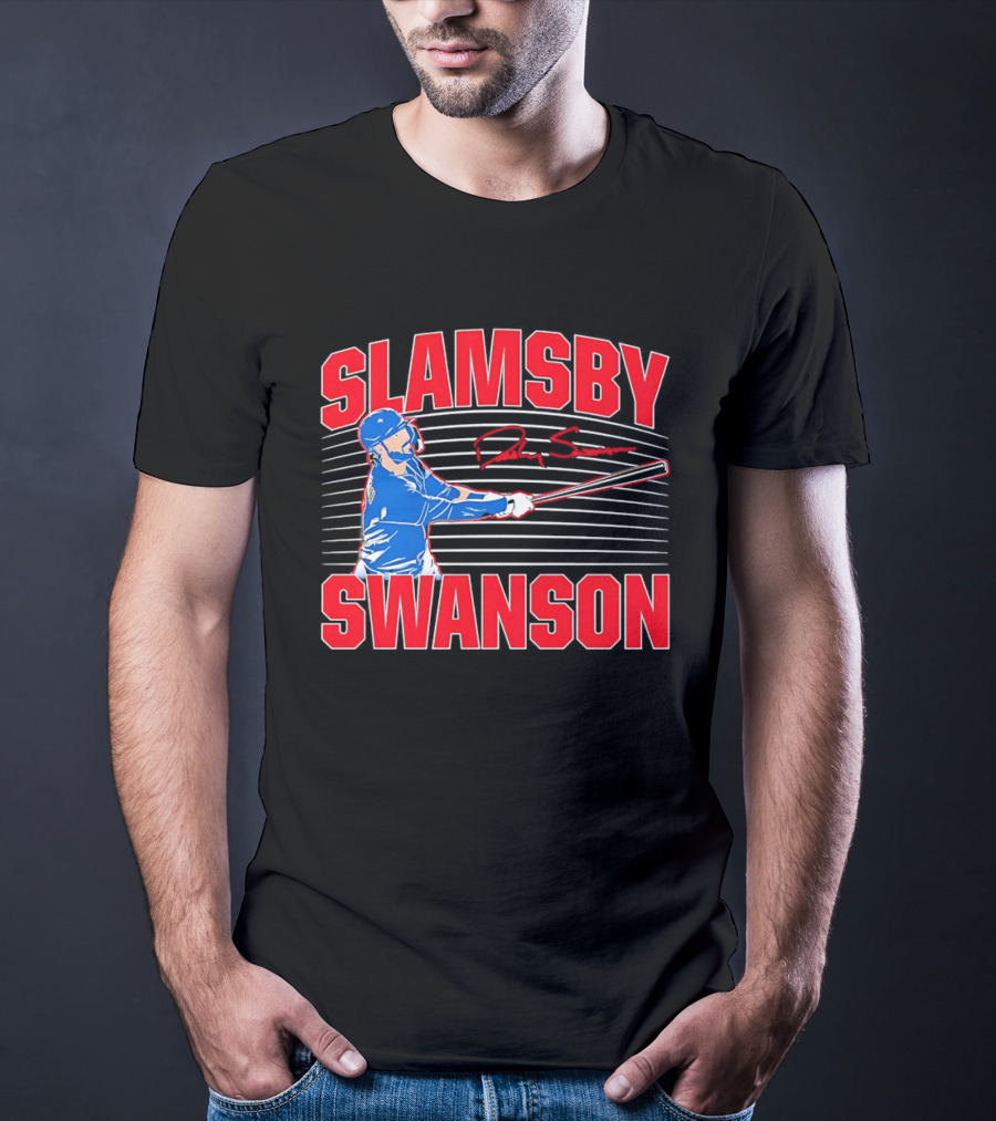 Dansby Swanson Chicago Cubs Slamsby Baseball Slugger 2 3 Swing T-Shirt