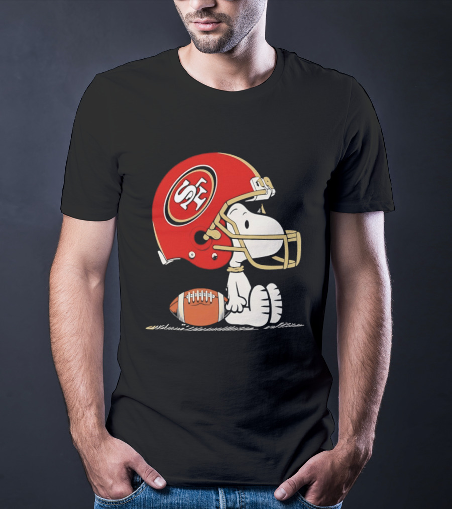 Snoopy San Francisco 49ers Football Helmet Peanuts NFL Collaboration T-Shirt
