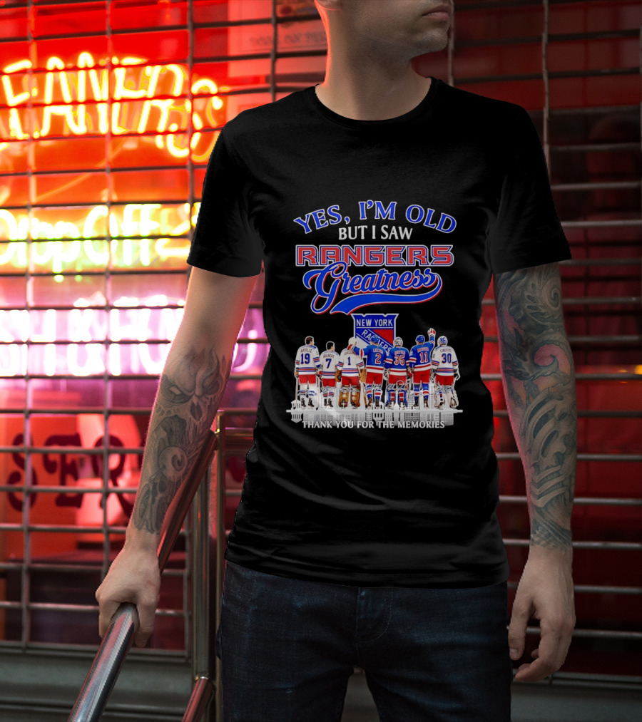 Rangers Greatness Yes I'm Old But I Saw New York Ratelle Gilbert Giacomin Leetch Richter Messier Lundqvist Thank You For The Memories T-Shirt