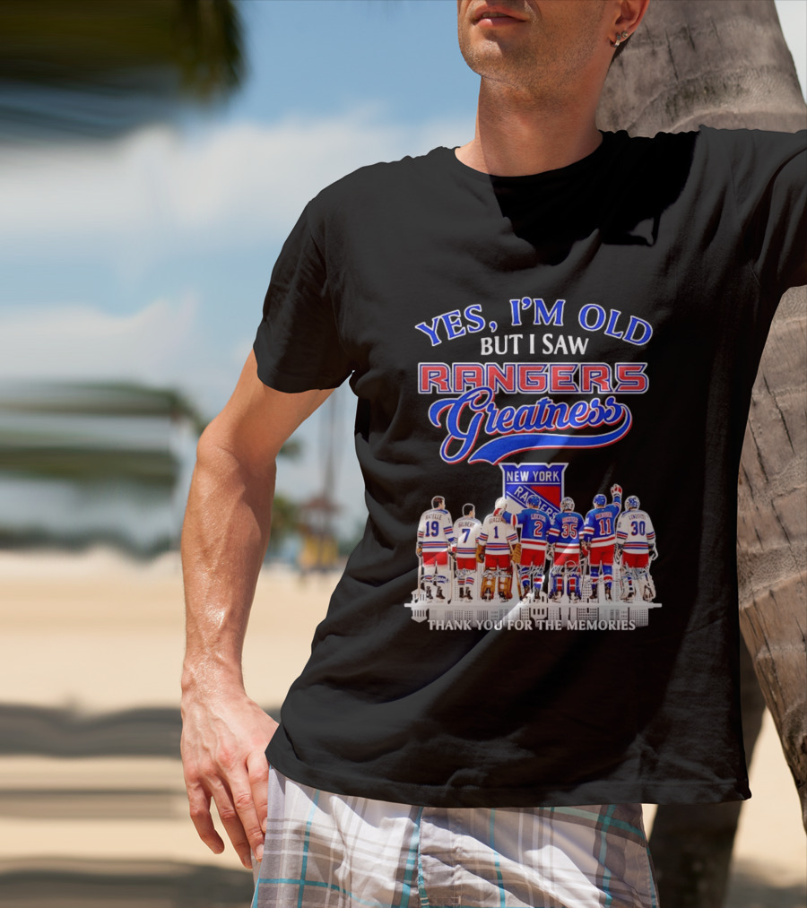 Rangers Greatness Yes I'm Old But I Saw New York Ratelle Gilbert Giacomin Leetch Richter Messier Lundqvist Thank You For The Memories T-Shirt