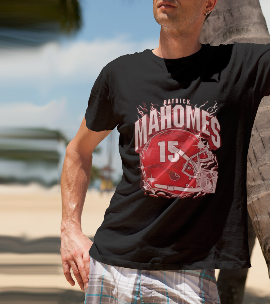 Patrick Mahomes 15 Helmet Kansas City Chiefs Explosion T-Shirt