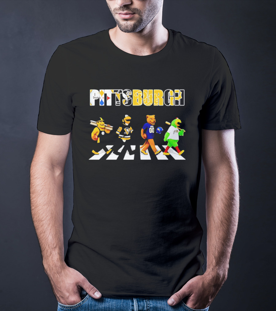 Pittsburgh Steelers Penguins Pitt Panthers Pirates Characters Abbey Road Walk T-Shirt
