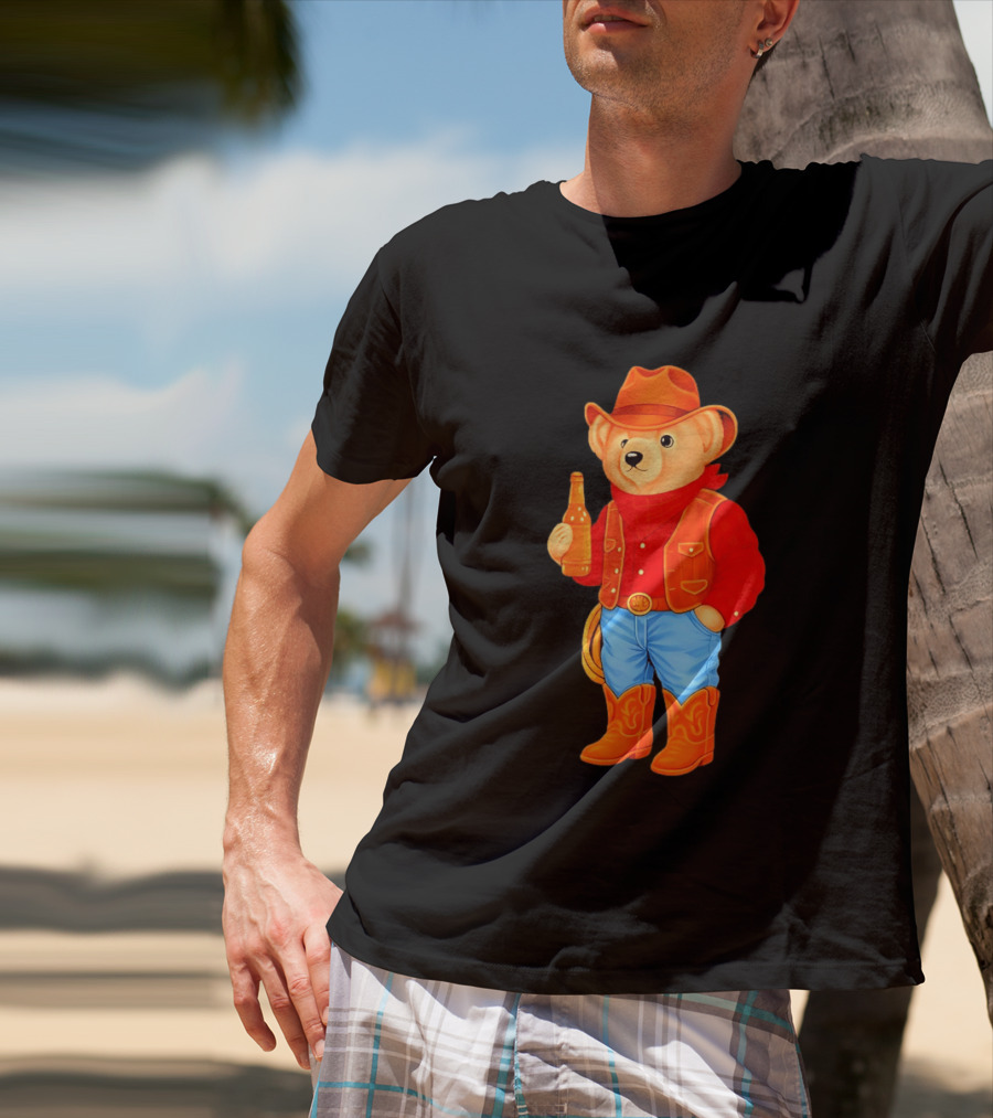 Polo Bear Cowboy Western Boots Hat And Bottle T-Shirt
