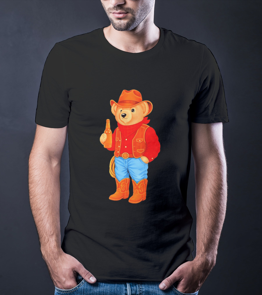 Polo Bear Cowboy Western Boots Hat And Bottle T-Shirt