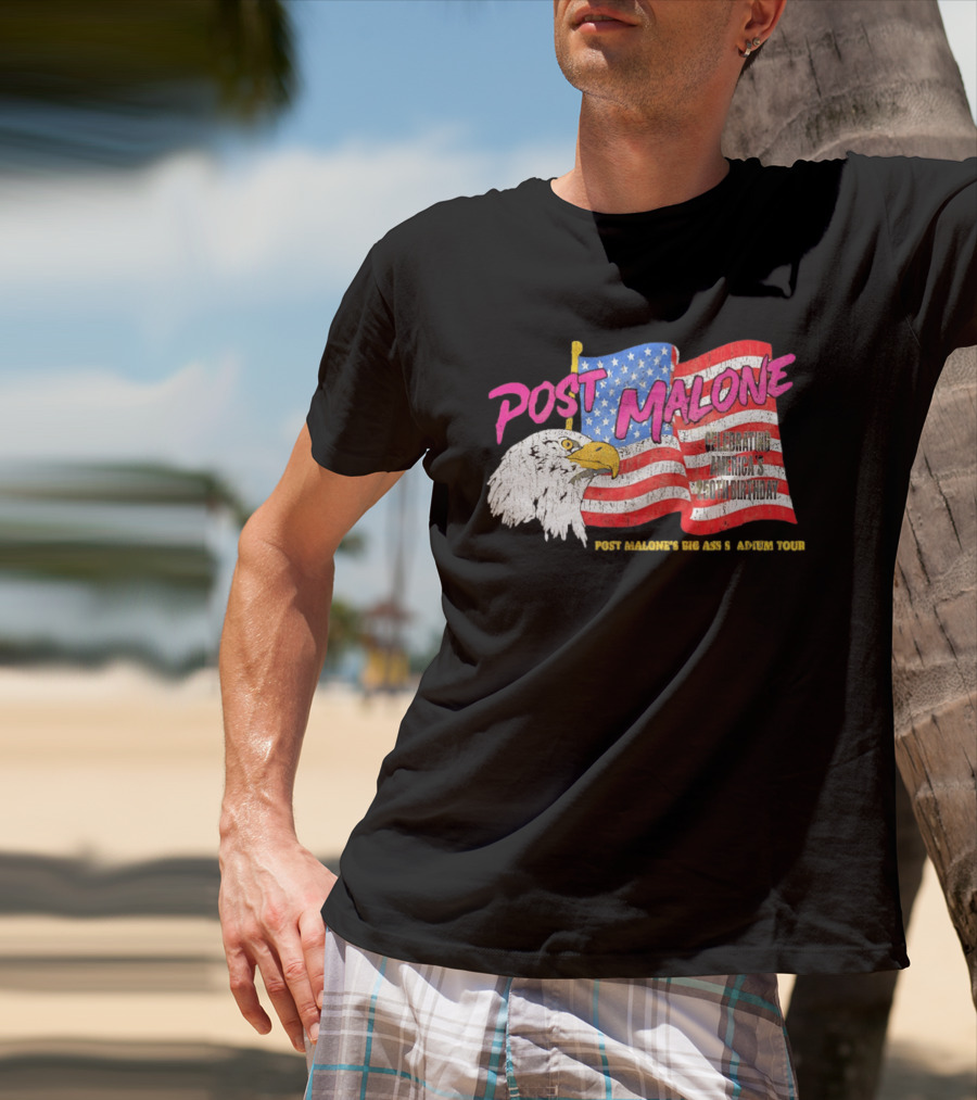 Post Malone Big Ass America Tour Celebrating 250th Birthday Eagle Flag T-Shirt