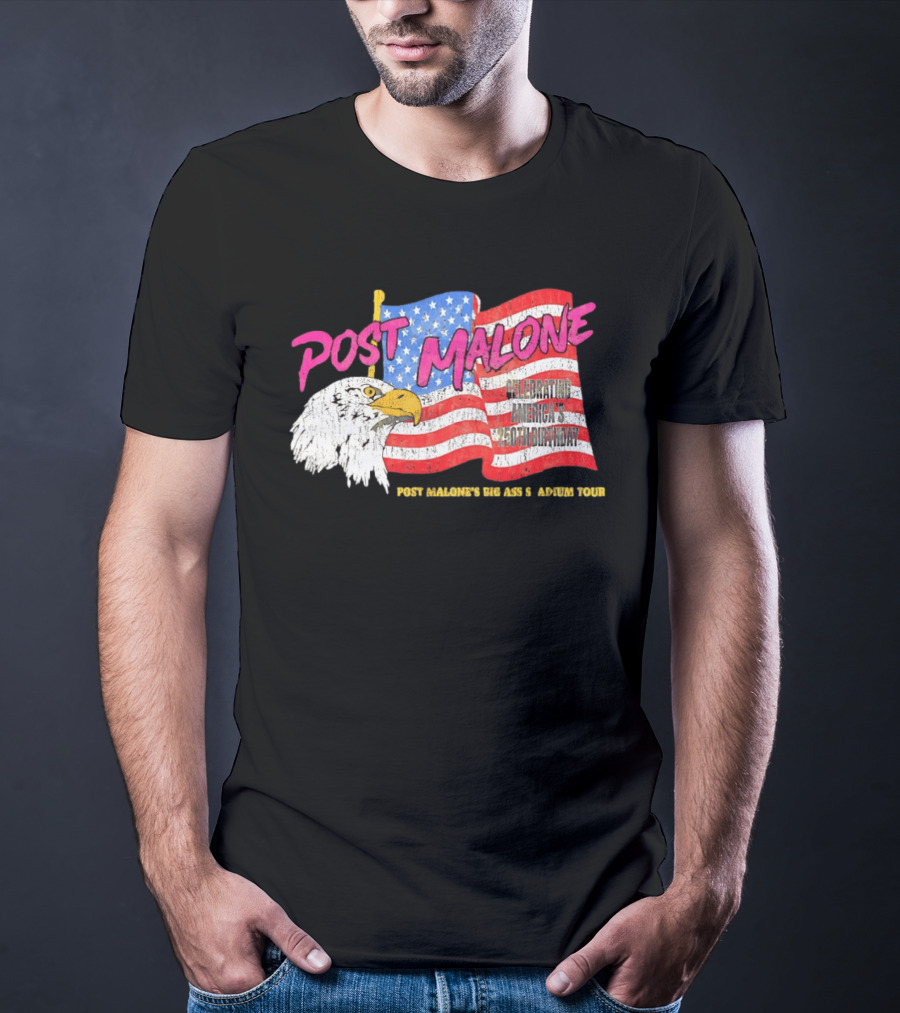 Post Malone Big Ass America Tour Celebrating 250th Birthday Eagle Flag T-Shirt