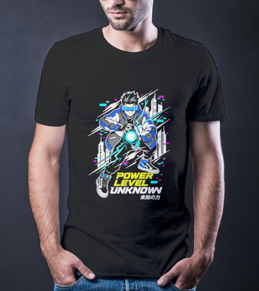 Power Level Unlocked Cyberpunk Anime Boy Rider T-Shirt