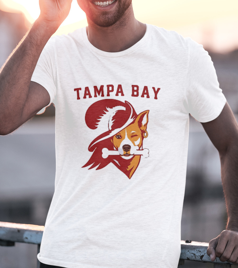 Tampa Bay Dog Pirate With Bone And Hat T-Shirt
