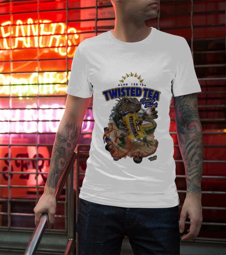Twisted Tea Hard Iced Tea Spring Break Iguana Volleyball Wave Gods T-Shirt