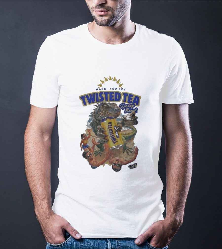 Twisted Tea Hard Iced Tea Spring Break Iguana Volleyball Wave Gods T-Shirt