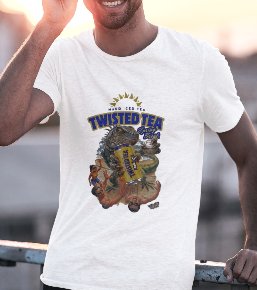 Twisted Tea Hard Iced Tea Spring Break Iguana Volleyball Wave Gods T-Shirt
