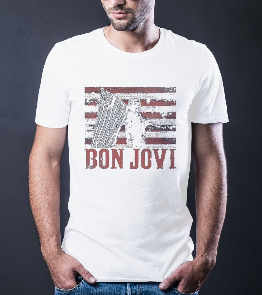 Bon Jovi Stars And Stripes American Flag T-Shirt