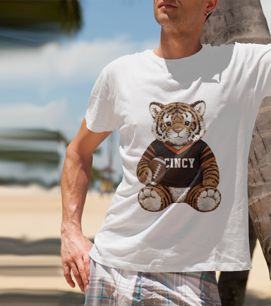 Cincy Bengals Tiger Stuffie With Football T-Shirt