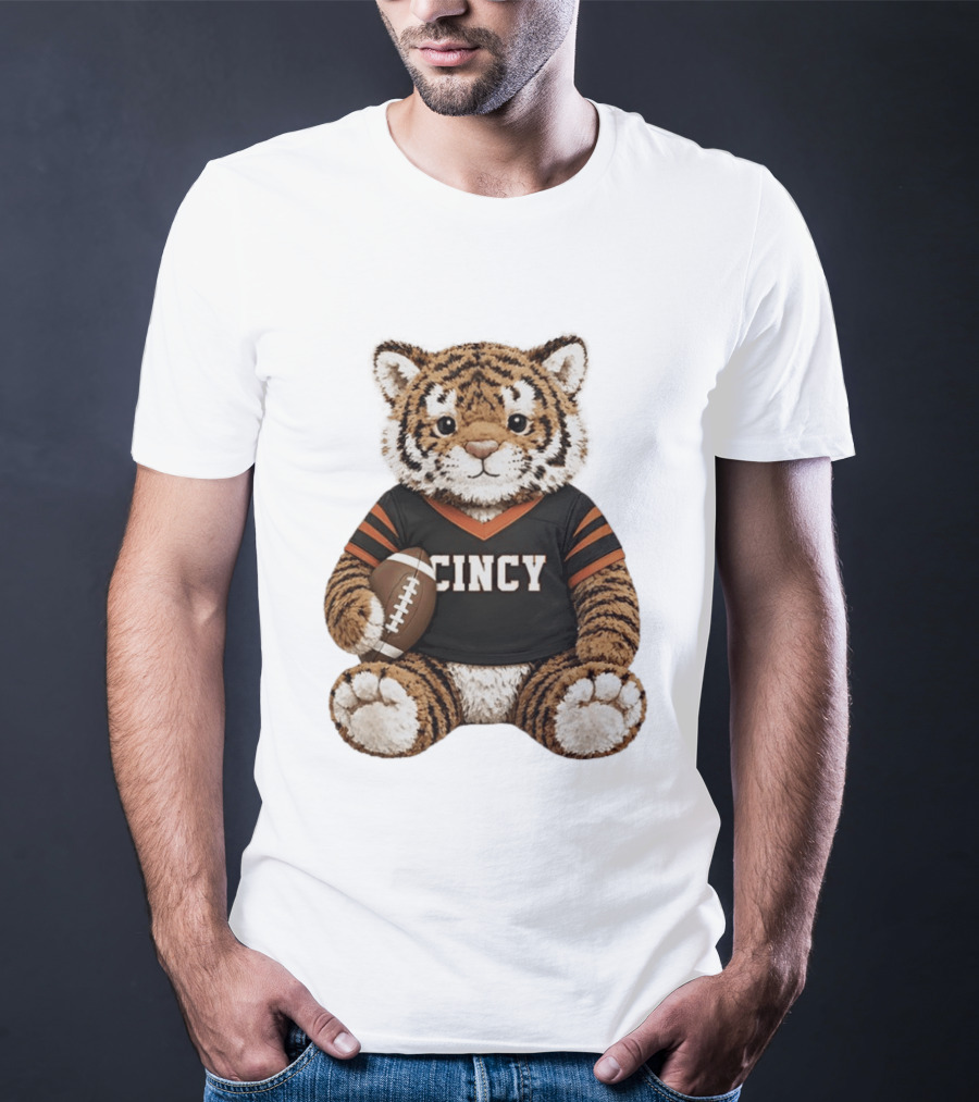 Cincy Bengals Tiger Stuffie With Football T-Shirt
