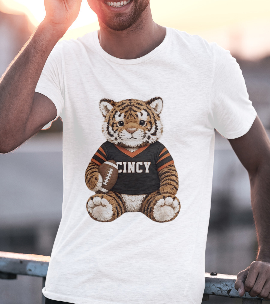 Cincy Bengals Tiger Stuffie With Football T-Shirt