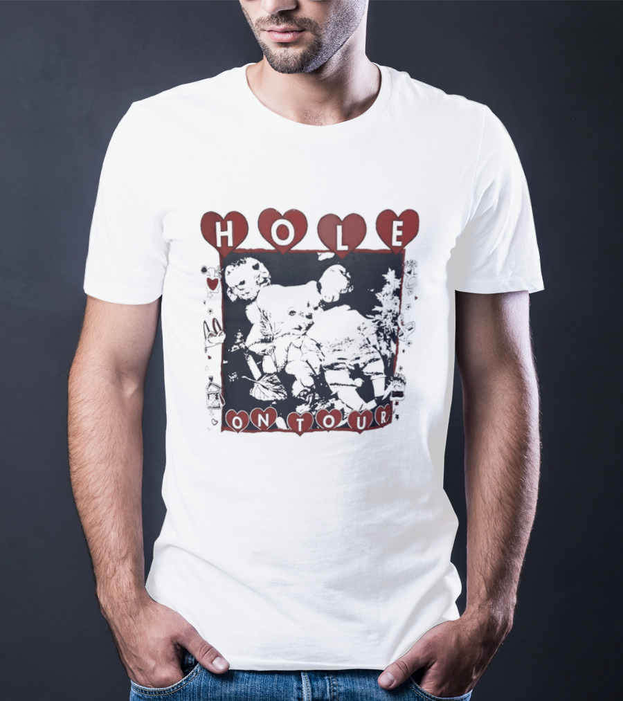 Hole Band Courtney Love On Tour Hearts T-Shirt