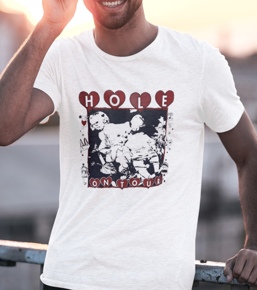 Hole Band Courtney Love On Tour Hearts T-Shirt