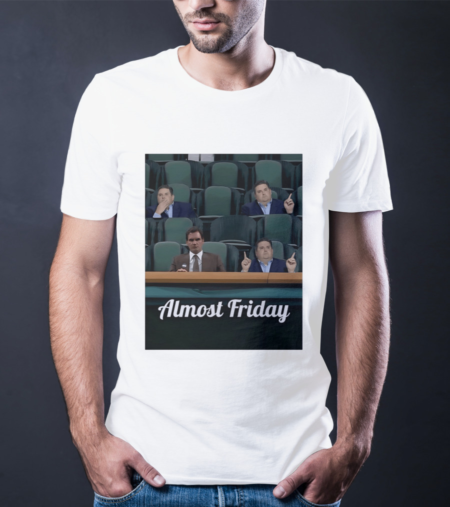 Almost Friday Brian Windhorst Meme Four Men In Stadium Seats T-Shirt