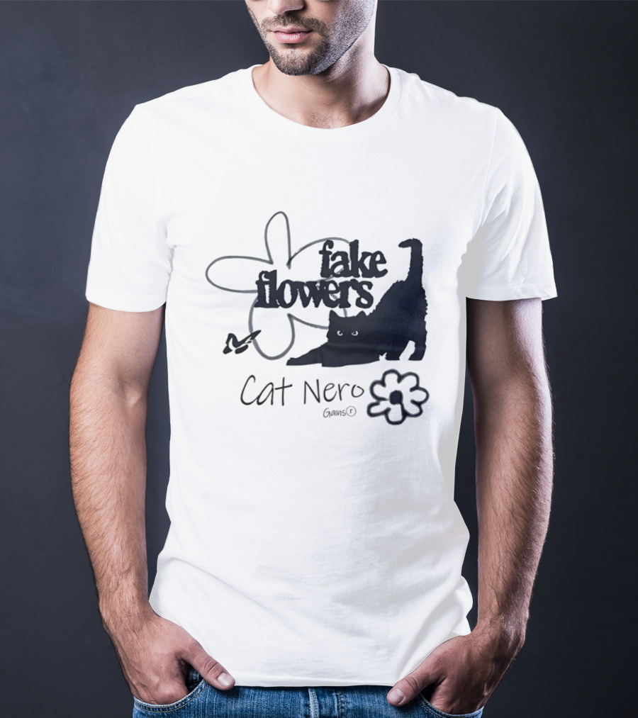 Cat Nero Fake Flowers Gains Floral Aesthetic Butterfly T-Shirt