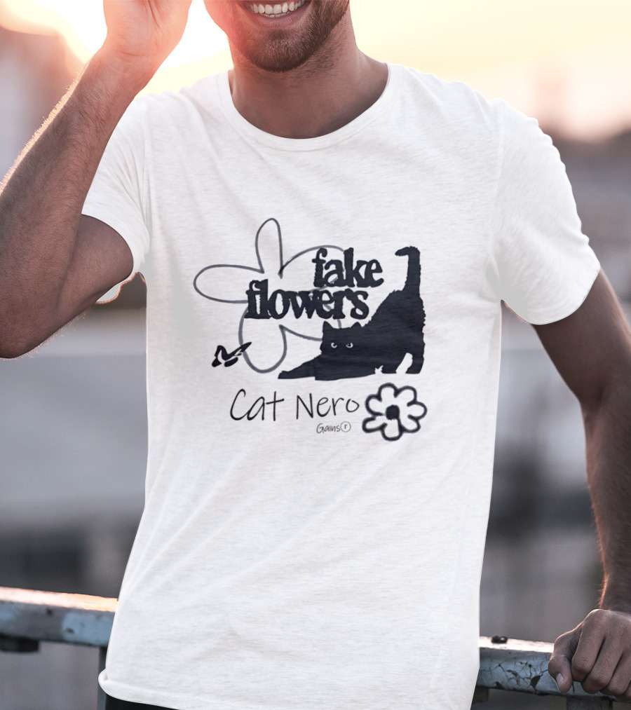 Cat Nero Fake Flowers Gains Floral Aesthetic Butterfly T-Shirt