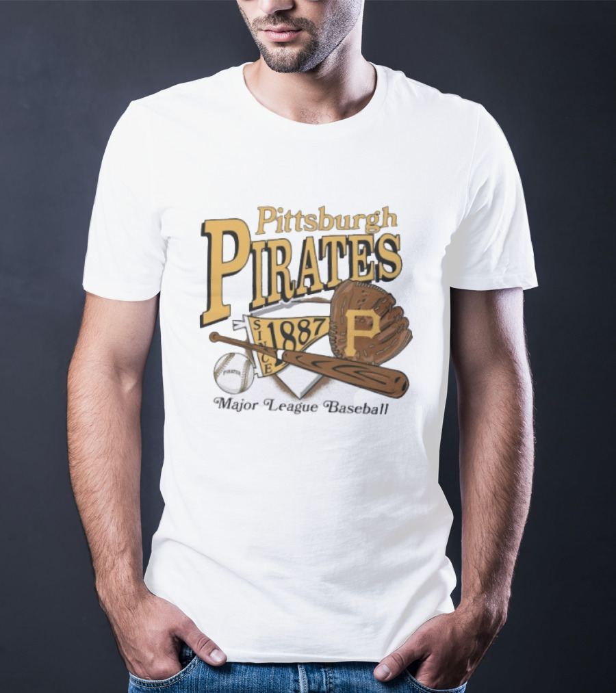Pittsburgh Pirates Since 1887 Major League Baseball Bat Glove Patch Ball T-Shirt