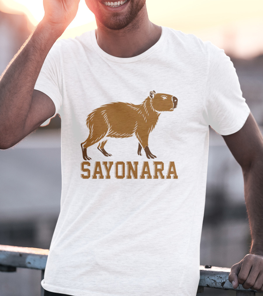 Sayonara Capybara Brown Rodent Farewell T-Shirt